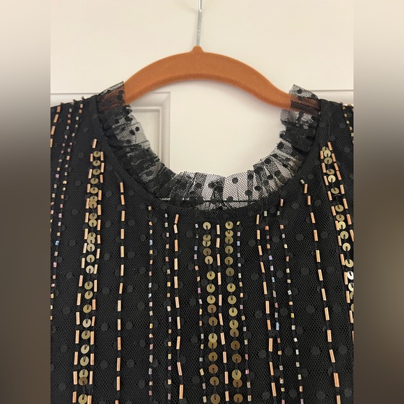 Anthropologie Black Gold Beaded wedding skirt blouse top set outfit size XL - Picture 10 of 12